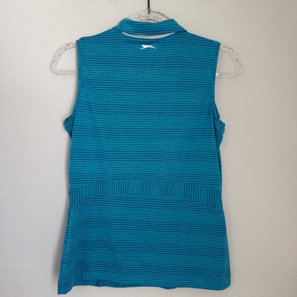 Slazenger Women's Blue Striped Sleeveless Golf Shirt Tenis Activewear Size S - Picture 2 of 5